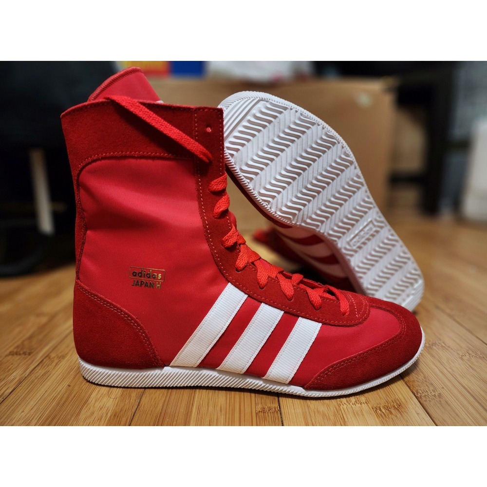 Adidas Japan H Womens Size 9 Boxing Shoes Red White Suede High Top JR8121 NWT